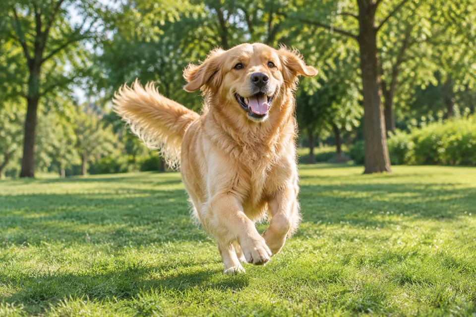 Your dog playing in the park.